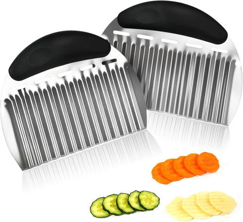 Qoarxui 2PCS Large Crinkle Cutters, Heavy Duty Stainless Steel Crinkle Cutter with Ergonomic