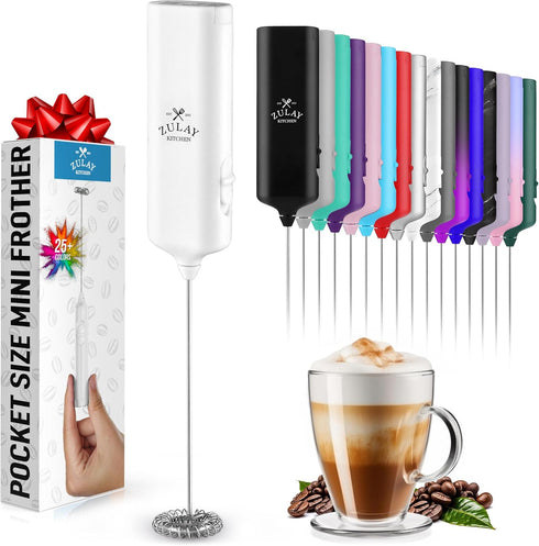 Mini & Mighty Milk Frother Wand Powerful Handheld Coffee Frother, Battery Operated