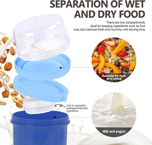 GPREESUS 2 Pack Lids,21 25oz Overnight Oats Containers with & On the Go Yogurt Parfait Cup,Overnight Oats Jars,Reusable