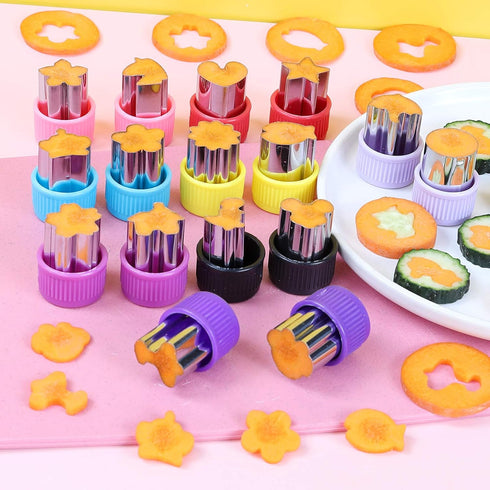 Mini Cookie Cutter Set - 30 pcs for Kids, Vegetable Cutters and Fruit Stamp Mold, Different Shapes and Sizes, Stainless