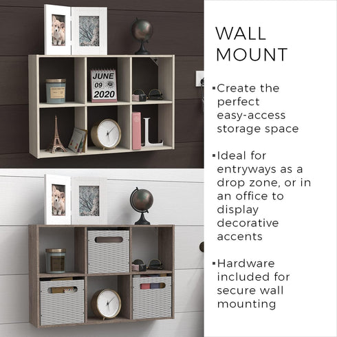 ClosetMaid Mini 6-Cube Desktop Storage: Wall Mount Organizer, Weathered Teak