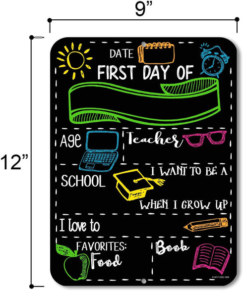 Chalkboard Style First Day of School Photo Prop Sign, 9 inch by 12 inch, Reusable, Customizable with Liquid Chalk