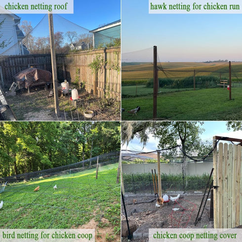 15x15Ft, 1/2" Bird Netting for Chicken Coop Mesh, Strong Woven Poultry Netting Roof Cover for Chicken Run, Heavy Duty