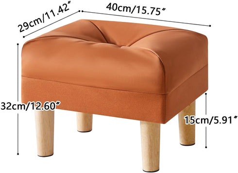 15.75"D 11.42"W12.6"H UHBD040J YMYNY Small Footstool Ottoman, Faux Leather Footrest with Sponge Padded Seat, Step Stool
