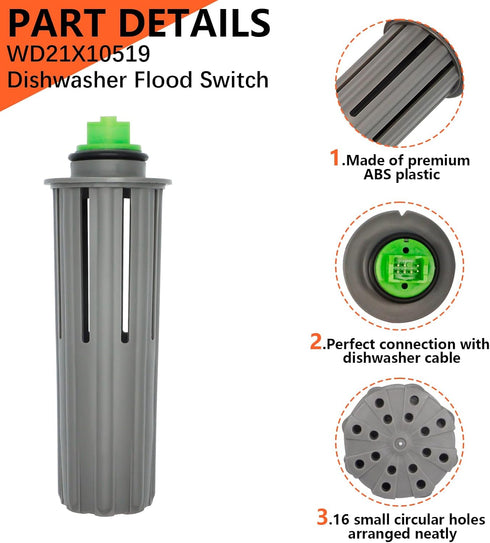 New Upgrade WD21X10519 GE Dishwasher Flood Switch - Compatible with GDT GDF Series, Replacement Parts