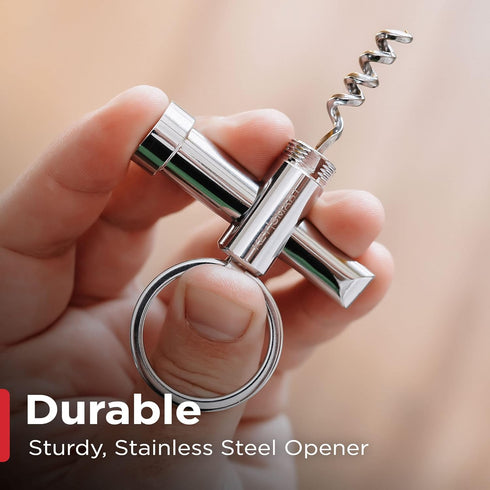 KeySmart CorkSmart - 2-in-1 Wine Opener and Bottle Opener Keychain Accessory, Ultimate Dual Corkscrew