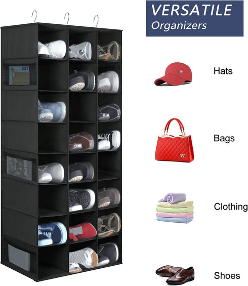 Closet, 24 coastal rose Hanging Shoe Organizer for Sections Shoe Holder Hanger Rack, Space-Saving Shoe Organizers