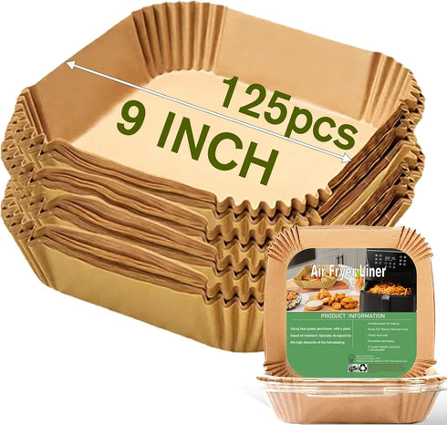 Large Air Fryer Disposable Paper Liners, 125 Pcs Parchment Paper Liner for 5-8QT Air Fryer