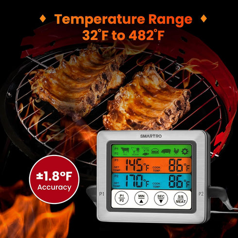 SMARTRO ST54 Dual Probe Digital Meat Thermometer - Cooking Food Kitchen Oven BBQ Grill with Timer Mode