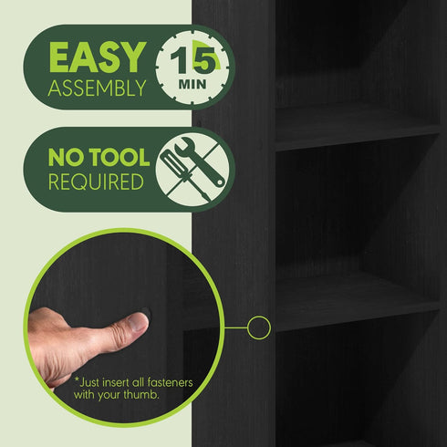 3-Tier Furinno Pasir No Tool Assembly Open Shelf Bookcase, Blackwood