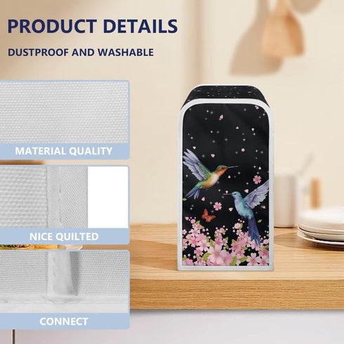 Electric Can Opener Dust Cover, Anti-Fingerprint Polyester Stain Resistant Cover with Floral Hummingbird Design