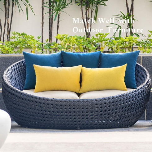 MIULEE Pack of 2 Decorative Outdoor Solid Waterproof Throw Pillow Covers, Faux Linen Cushion Cases for Summer Patio
