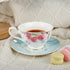 Set 6, Set fanquare Rose Tea Cup and Saucer for British Tea Cups for Gift, Multi-Color Flowers Porcelain Tea Service