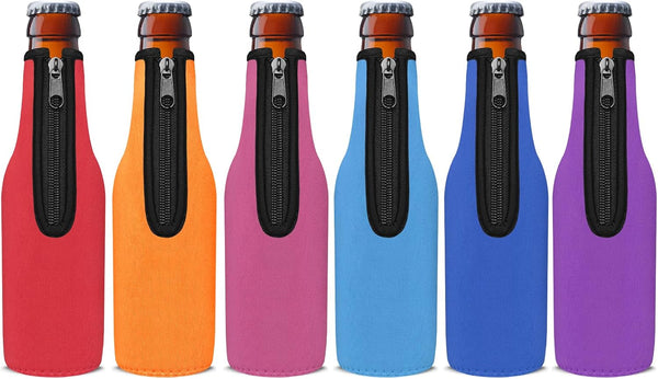 Beer Bottle Cooler Sleeves, Standard Zip-up Extra Thick Neoprene Insulated Sleeve-Keep Beer