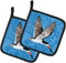 Caroline's Treasures 8692PTHD Bird on Blue Pair of Heat Resistant Pot Holders, 7 1/2 x 7 1/2