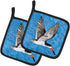 Caroline's Treasures 8692PTHD Bird on Blue Pair of Heat Resistant Pot Holders, 7 1/2 x 7 1/2