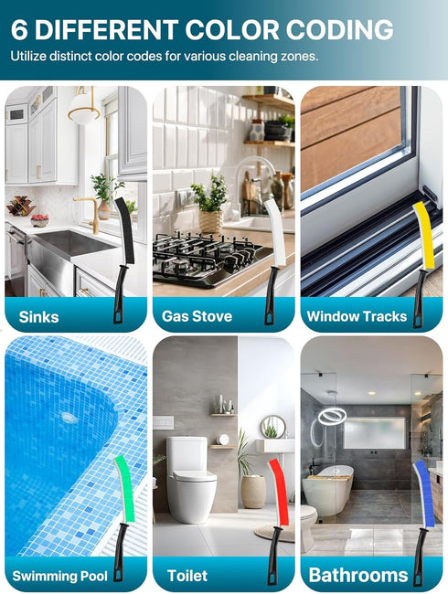 Premium 6Pcs Colorful Hard Bristle Cleaning Brushes - Multifunctional Tools for Narrow Spaces, Suitable for Bathroom