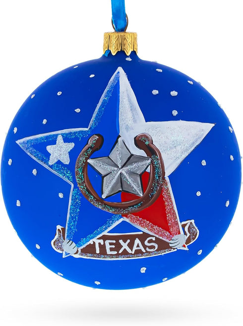 I Love Houston, Texas Glass Ball Christmas Ornament - 4 Inches