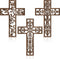 Yookeer 3 Pcs Wooden Cross Wall Decor - Handmade Antique Religious Brown Decorations for Home