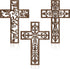 Yookeer 3 Pcs Wooden Cross Wall Decor - Handmade Antique Religious Brown Decorations for Home