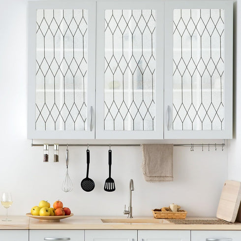 Windimiley Window Privacy Film, Stained Glass Frosted Clings, Moroccan Lattice Decorative Coverings, UV Sun Blocking,