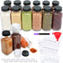 Gakshzbds 15 Pack 8oz Glass Spice Jars with Grinders, Square Spice Bottles with