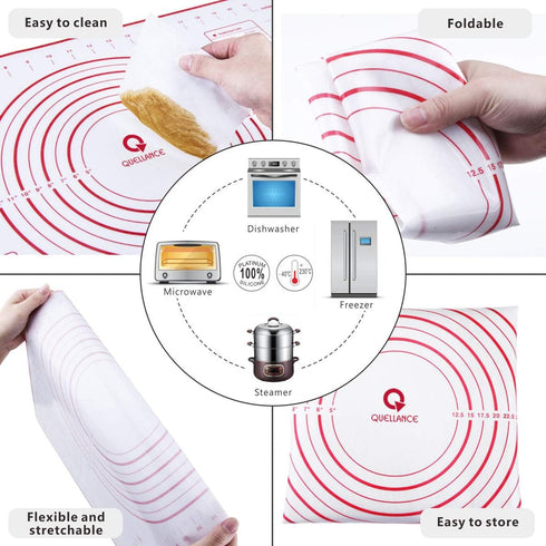 Rolling Pin and Pastry Baking Mat Set, Adjustable Thickness Rings, Stainless Steel Dough Roller for Baking