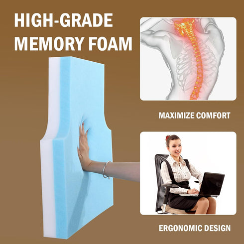 HOMBYS Sherpa Fleece Lumbar Support Pillow with Headrest for Recliner,Memory Foam Chair Cushion for Back Pain,Big High