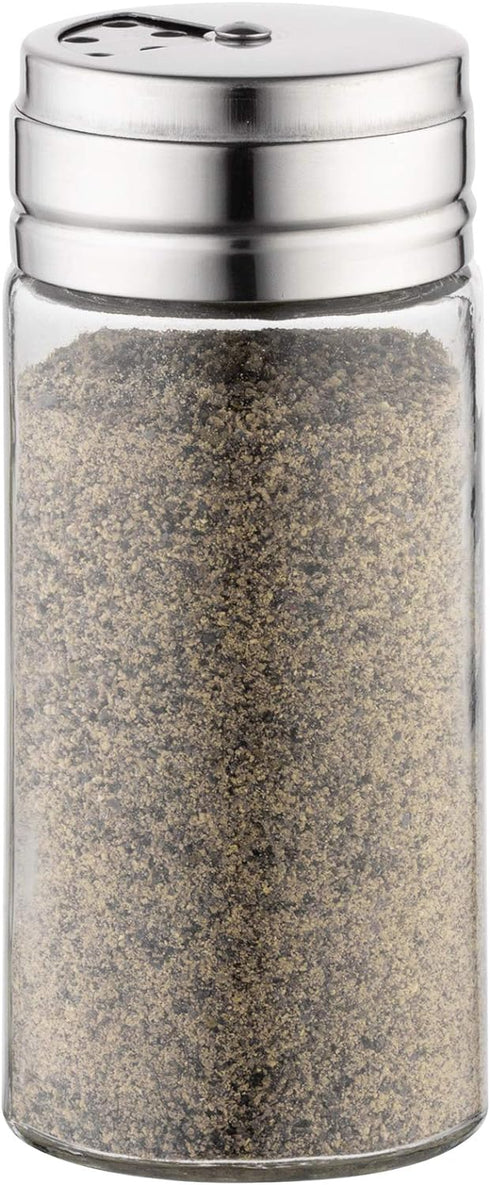 Fox Run 5167 Glass Spice Jar with Stainless Steel Shaker Lid, 6 Ounce Clear Container for Seasonings, 1 Count