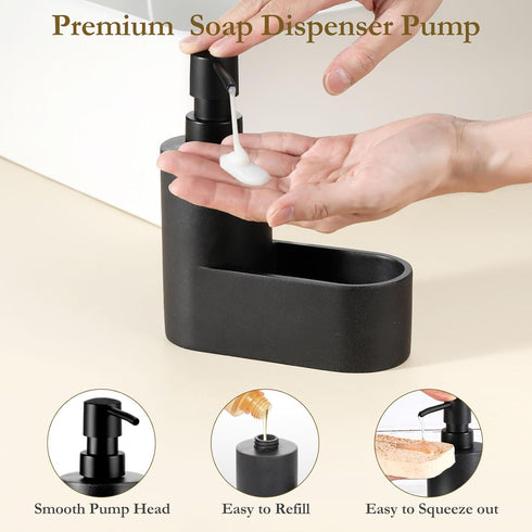 2-in-1 Countertop Shinowa Dish Soap Dispenser with Sponge Holder, Refillable Kitchen Dish Soap Dispenser Pump, Soap