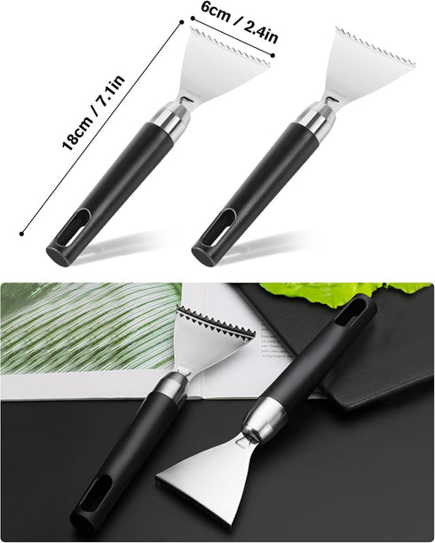 2 Pack Fish Scale Remover, 304 Stainless Steel Scraping Tool, Serrated Fish Cleaning Tools for Restaurant and Home