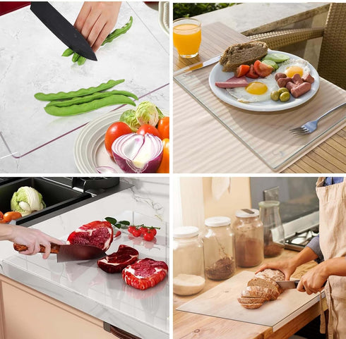 Acrylic Cutting Boards for Kitchen Counter, Non-Slip Clear Cutting Board with Lip for Countertop Protection (16x13)