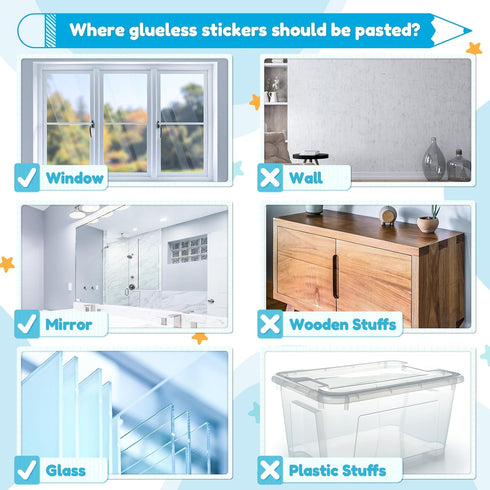 Naler Back to School Decorations Window Clings, 9 Sheets Glueless Static Double-Sided Stickers for Classroom