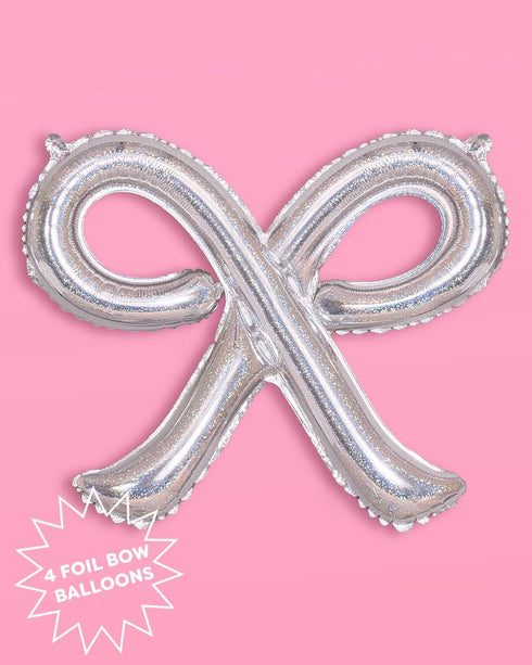 xo, Fetti Party Decorations, Pink Latex + Iridescent Foil Bow Balloons, 20 pk for Bachelorette, Baby Shower Decor