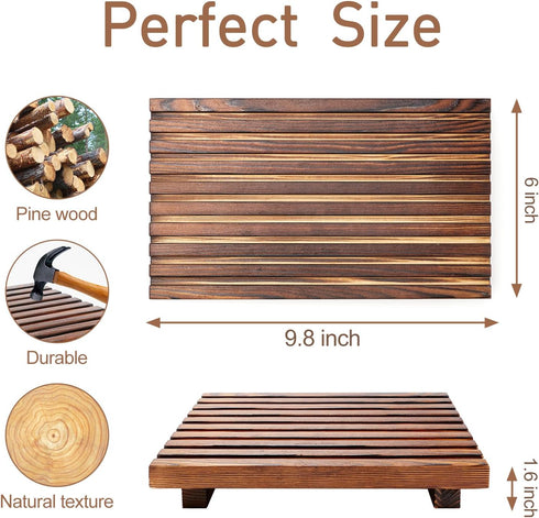 Farmhouse Wooden Bathroom Counter Organizer, Small Kitchen Countertop Trays, Decorative Wood Riser for Dish Soap