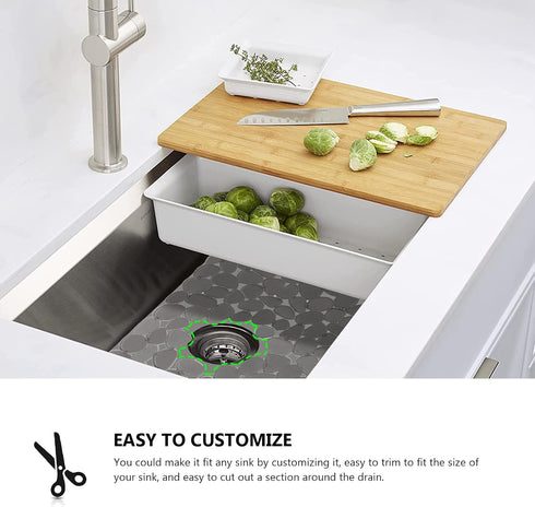 OTHWAY 2Pcs Kitchen Sink Mats, 15.8" x 12", Scratch Free Sink Protector for Stainless Steel/Porcelain Sink, Pebble