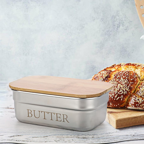 Stainless Steel Butter Dish with Lid, Kitchen Butter Keeper Container, Silicone Sealing, Holds 1 Stick West Coast Butter