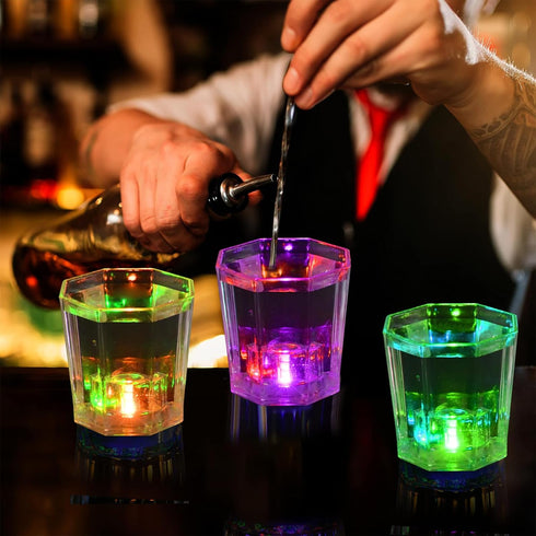 Esdabem Set of 24 Light Up Shot Glasses, Glow in the Dark Party Cups, Funny Shot Glasses for Birthday, Wedding,