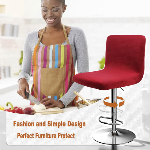Slipcovers,Counter (2, Velvet Bar Stool Seat Covers, Square Barstool Covers Height Chair Covers Burgandy)