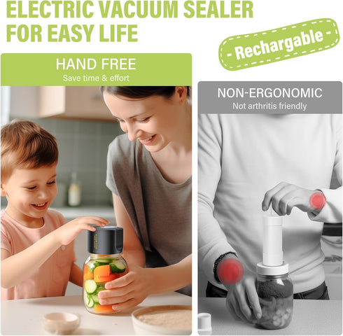 Jelife Electric Vacuum Sealer for Mason Jar - Vacuum Sealing Machine Kit for Canning Jars with 10 Lids, Black