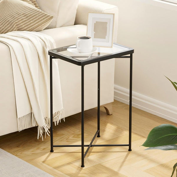 Garden 4 you Small Side Table, Glass End Table, Outdoor Side Table