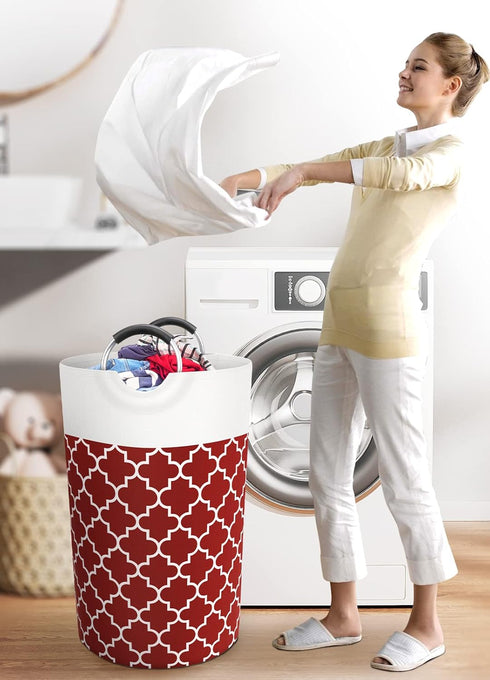 Large Laundry Basket, Collapsible Tall Hamper Bag with Handles for Waterproof Travel Bathroom College Essentials