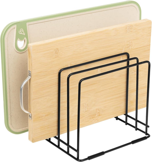 Cutting Board Holder, 1.2 in. Wide Slots Cabinet Organizer for Bakeware, 5 Slots (Black)