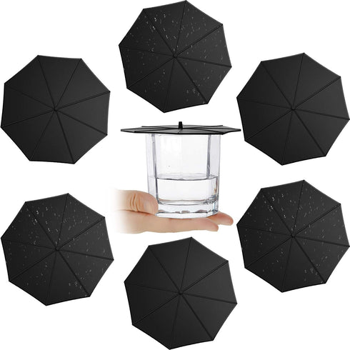 Patelai 6 Pcs Silicone Cup Covers 4.13 Inch, Flexible Reusable Mug Lid for Coffee Tea (Black)