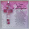 First Communion Gift for Girl, Handmade in USA Pink Mosaic Glass Cross with Sentiment