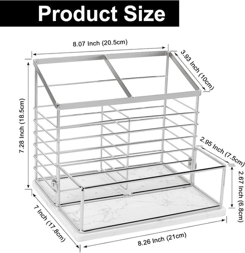 Utensil Holder for Kitchen Counter, Metal Rack with Salt and Pepper Shakers, Large Organizer