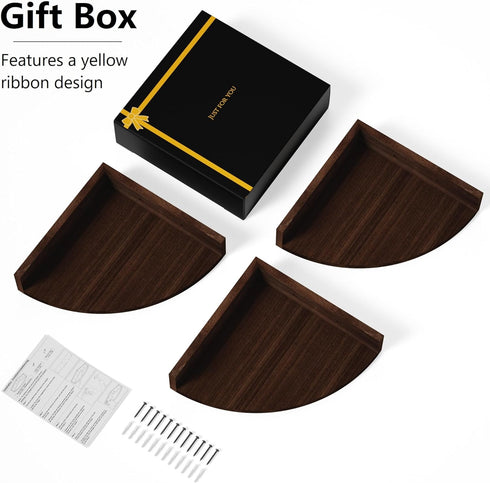 Set 3 Alsonerbay Corner Shelf Wall Mount, of Floating Shelves for Storage and Display, Rustic Wood Shelves for Bedroom