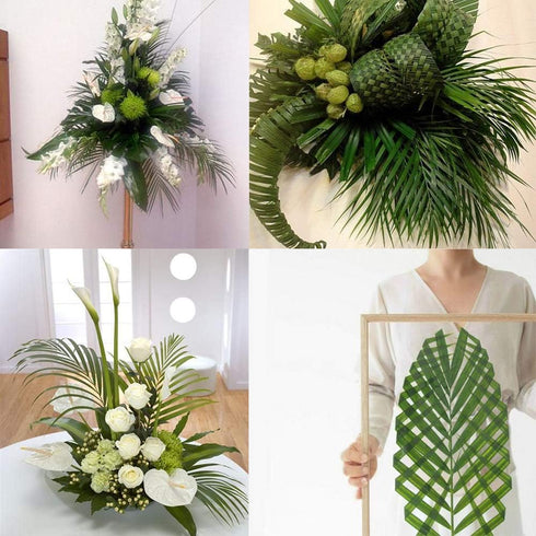 Artificial Areca Palm Leaves, 8 Pcs Faux Tropical Stems for Floral Arrangement, Hawaiian Luau Decor, 28 Inches Tall