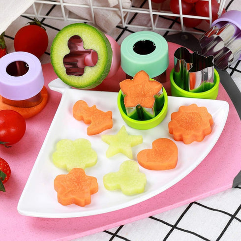 Vegetable Cutter Shapes Set - 8 Pack, 1.5" Stainless Steel Mini Cookie & Fruit Cutters for Kids, Baking & Food Prep