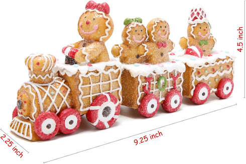 9.25 Hodao Length Christmas Gingerbread Man Train Decorations Xmas Train Figurines Winter Decor Handmade Polyresin